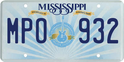 MS license plate MPO932