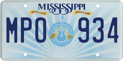MS license plate MPO934
