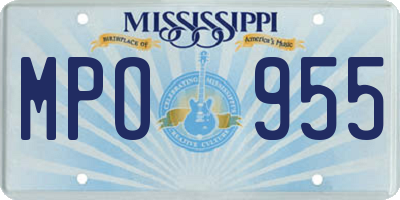 MS license plate MPO955