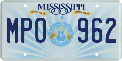 MS license plate MPO962