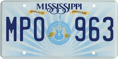 MS license plate MPO963