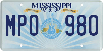 MS license plate MPO980