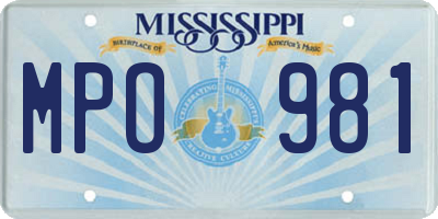 MS license plate MPO981