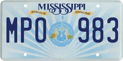 MS license plate MPO983