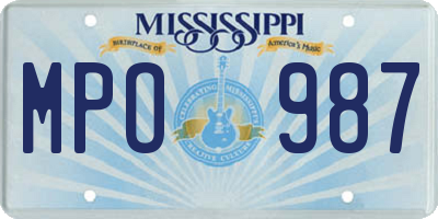 MS license plate MPO987