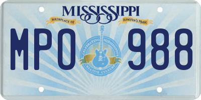 MS license plate MPO988