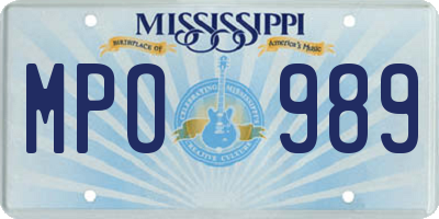 MS license plate MPO989