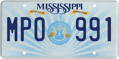MS license plate MPO991