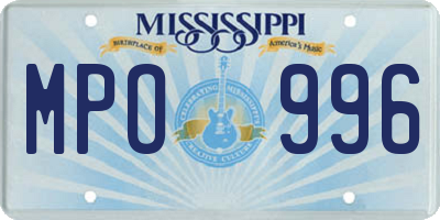 MS license plate MPO996