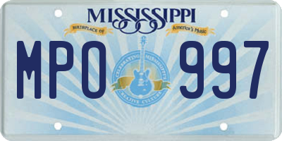 MS license plate MPO997