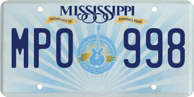 MS license plate MPO998