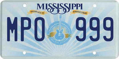 MS license plate MPO999