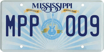MS license plate MPP009