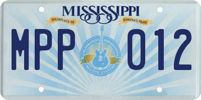 MS license plate MPP012