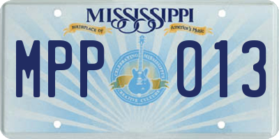 MS license plate MPP013