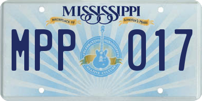MS license plate MPP017