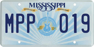 MS license plate MPP019