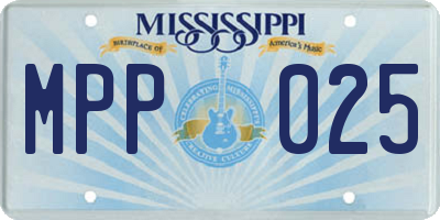 MS license plate MPP025