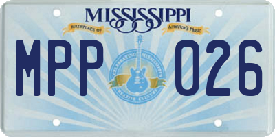 MS license plate MPP026