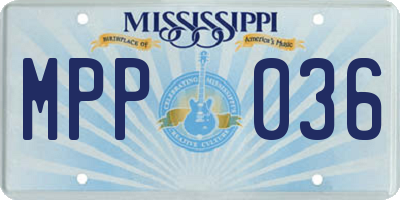 MS license plate MPP036