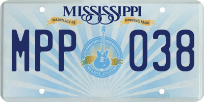 MS license plate MPP038