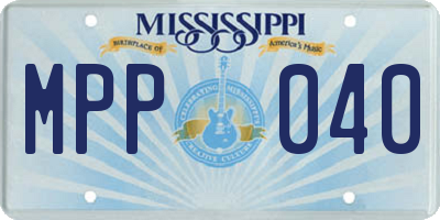 MS license plate MPP040