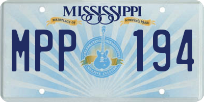 MS license plate MPP194