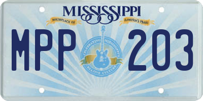 MS license plate MPP203