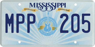 MS license plate MPP205