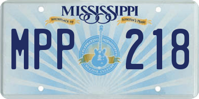 MS license plate MPP218