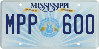 MS license plate MPP600