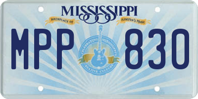 MS license plate MPP830