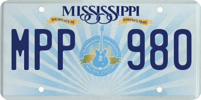MS license plate MPP980