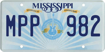 MS license plate MPP982