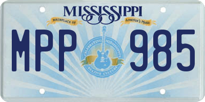 MS license plate MPP985
