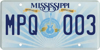 MS license plate MPQ003