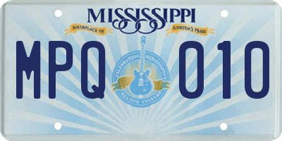 MS license plate MPQ010