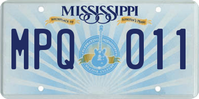 MS license plate MPQ011