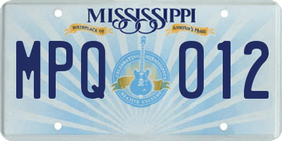MS license plate MPQ012
