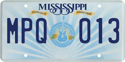 MS license plate MPQ013