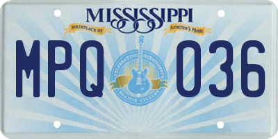 MS license plate MPQ036