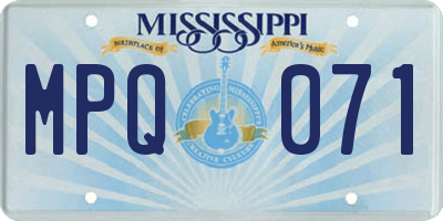 MS license plate MPQ071