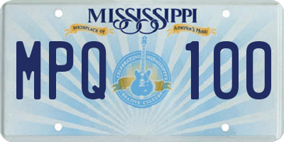MS license plate MPQ100