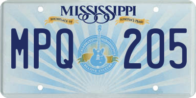 MS license plate MPQ205