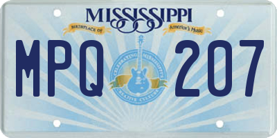 MS license plate MPQ207