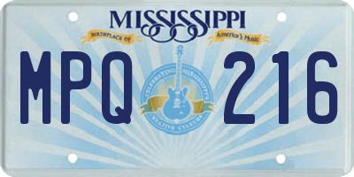 MS license plate MPQ216