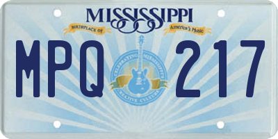 MS license plate MPQ217