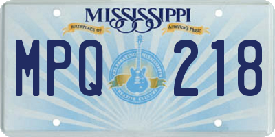 MS license plate MPQ218