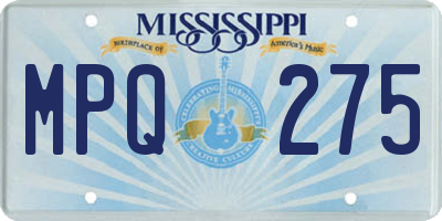 MS license plate MPQ275