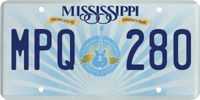 MS license plate MPQ280